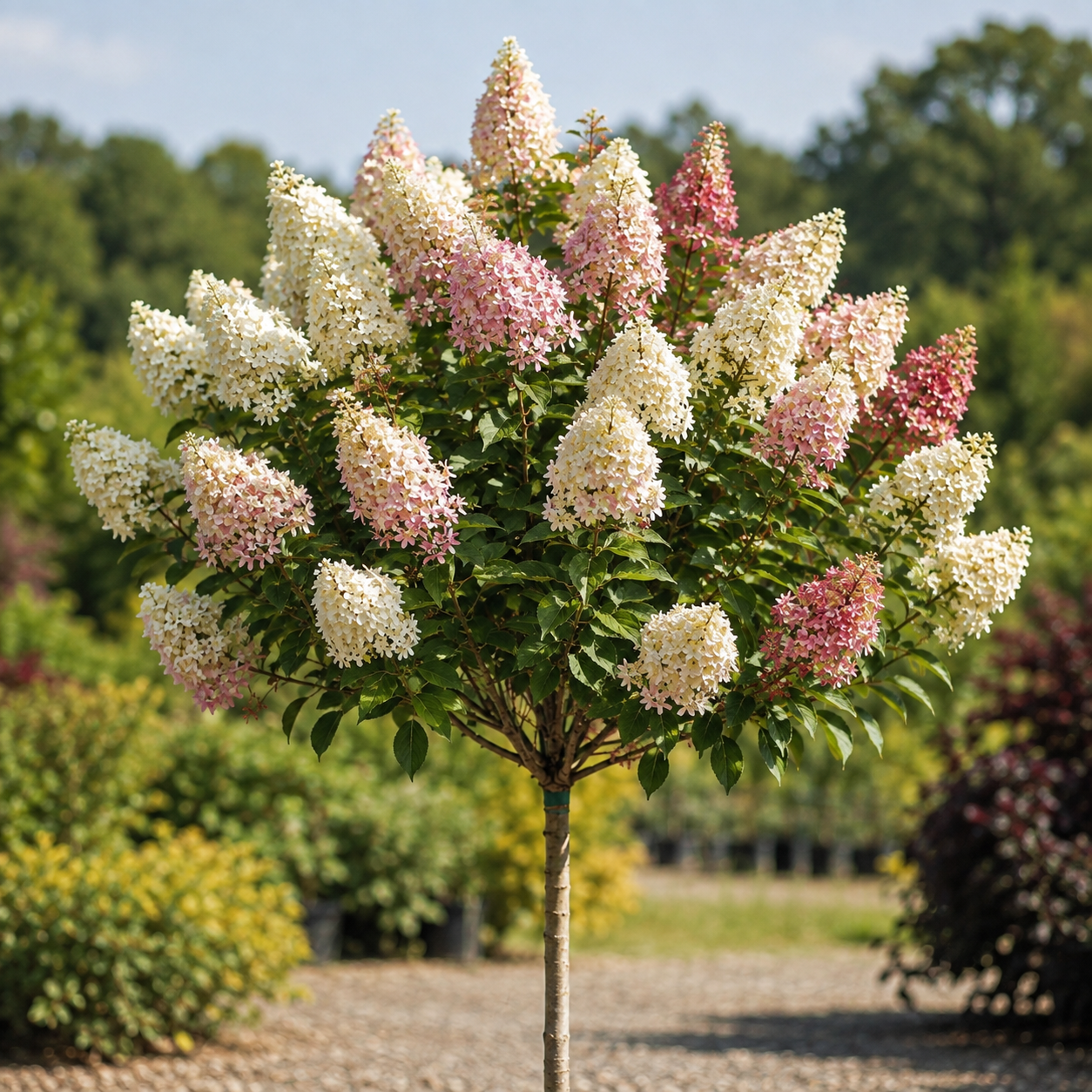 Hydrangea paniculata 'Berry White' (sur tige)